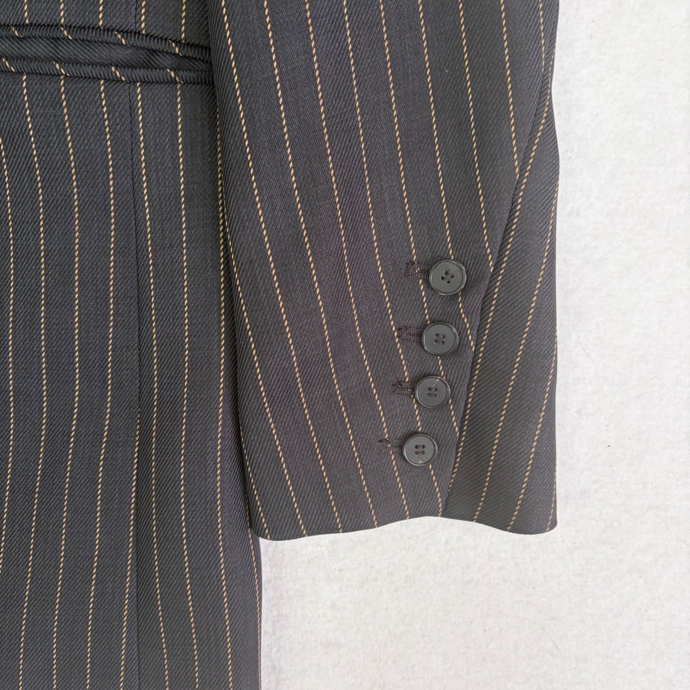 Sandro Paris Pinstripe Blazer Women 38/6 Navy Gold Single Button V7238H - Picture 4 of 13